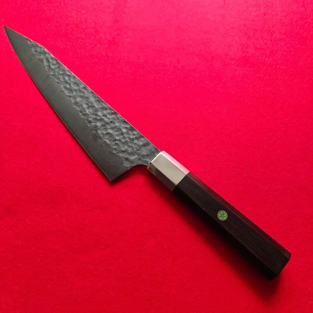 新品　鍛造VG10 黒染め　切り付け牛刀　包丁　黒檀　八角柄