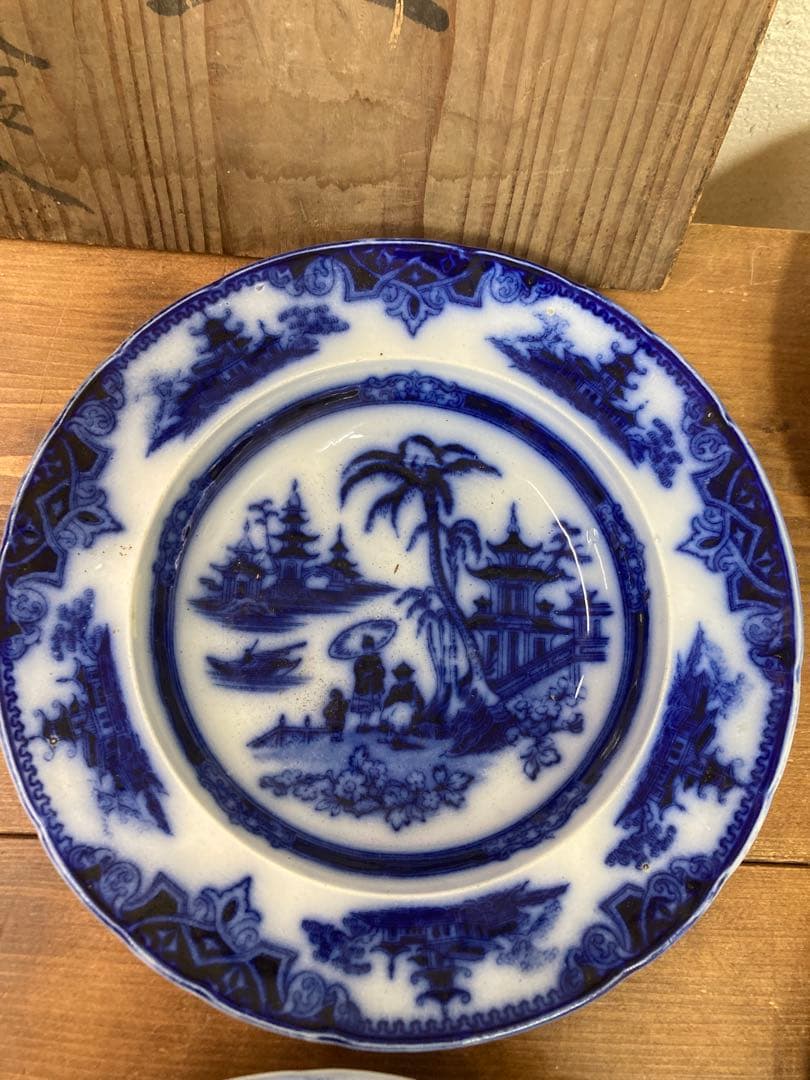 オランダ P.REGOUT MAASTRICHT 染付蛮国舶来絵付皿 5客