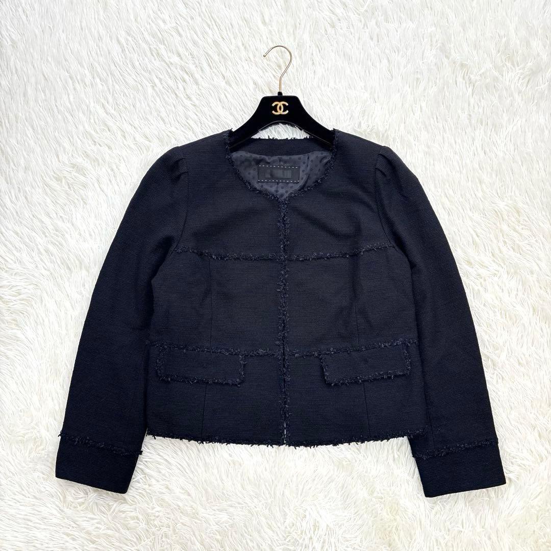 美品　トゥービーシック ツイード調　ノーカラージャケット　大きいサイズ