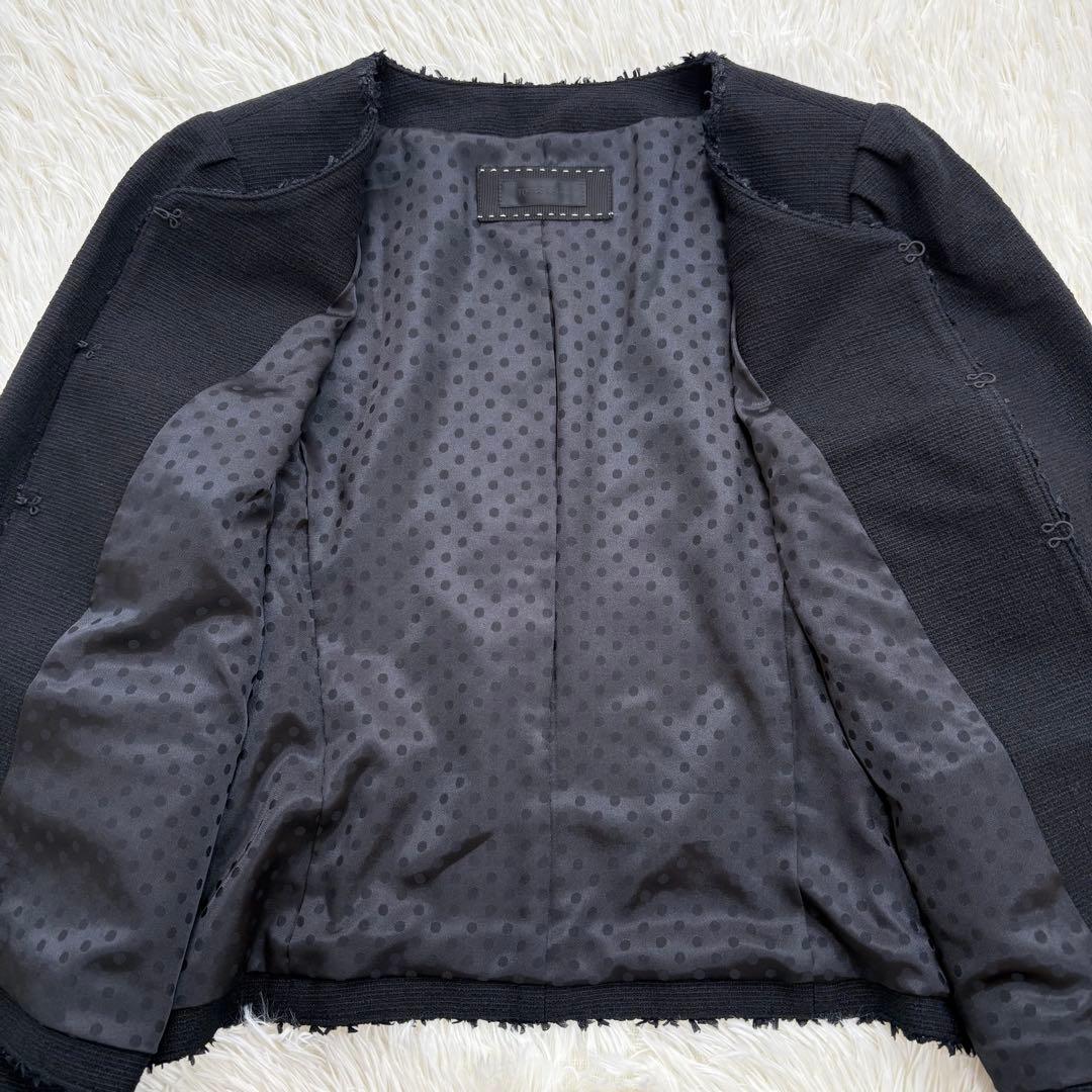 美品　トゥービーシック ツイード調　ノーカラージャケット　大きいサイズ