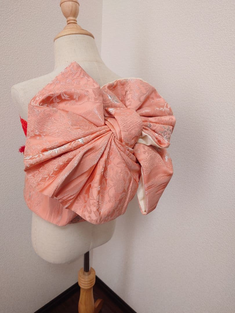 正絹　七五三　ハーフ成人式　ジュニア帯　大人用袋帯からの作り帯　1点物　ピンク