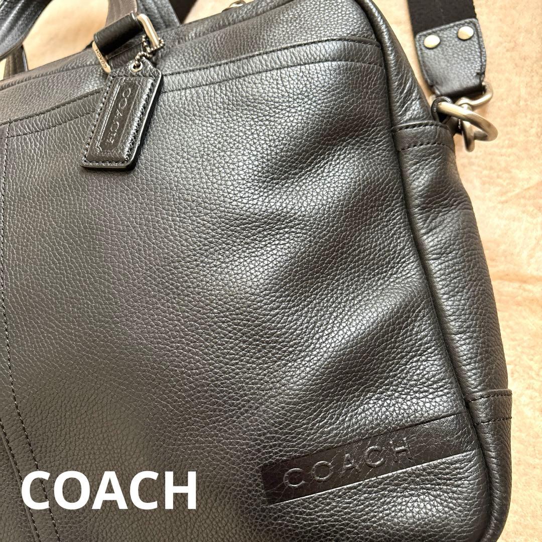超美品‼️COACH コーチ本革2ウェイ メンズビジネスバッグ BLACK