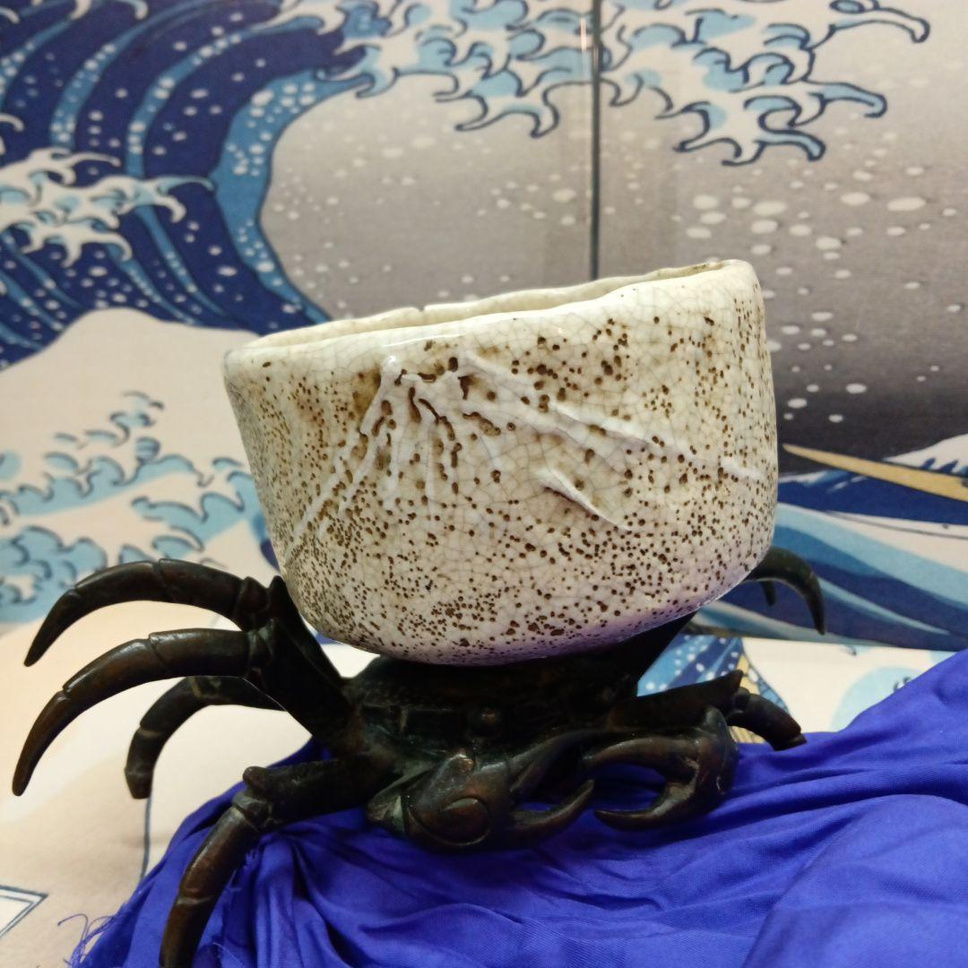 江戸時代名工級茶道具在銘粉引富士山図柄古陶磁器抹茶茶碗見事な風合景色当時物