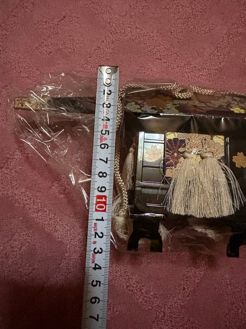 ひな祭り飾りセット 黒地 花模様　勢玉　3段飾り雛道具　おひな様付属品