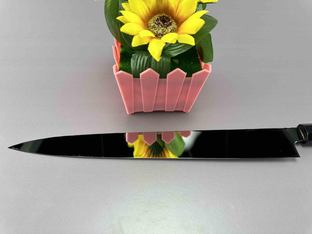 5620 極薄柳刃包丁 尺 世界一薄い ウルトラ鏡面仕上げ 黄檀上下黒水牛八角柄