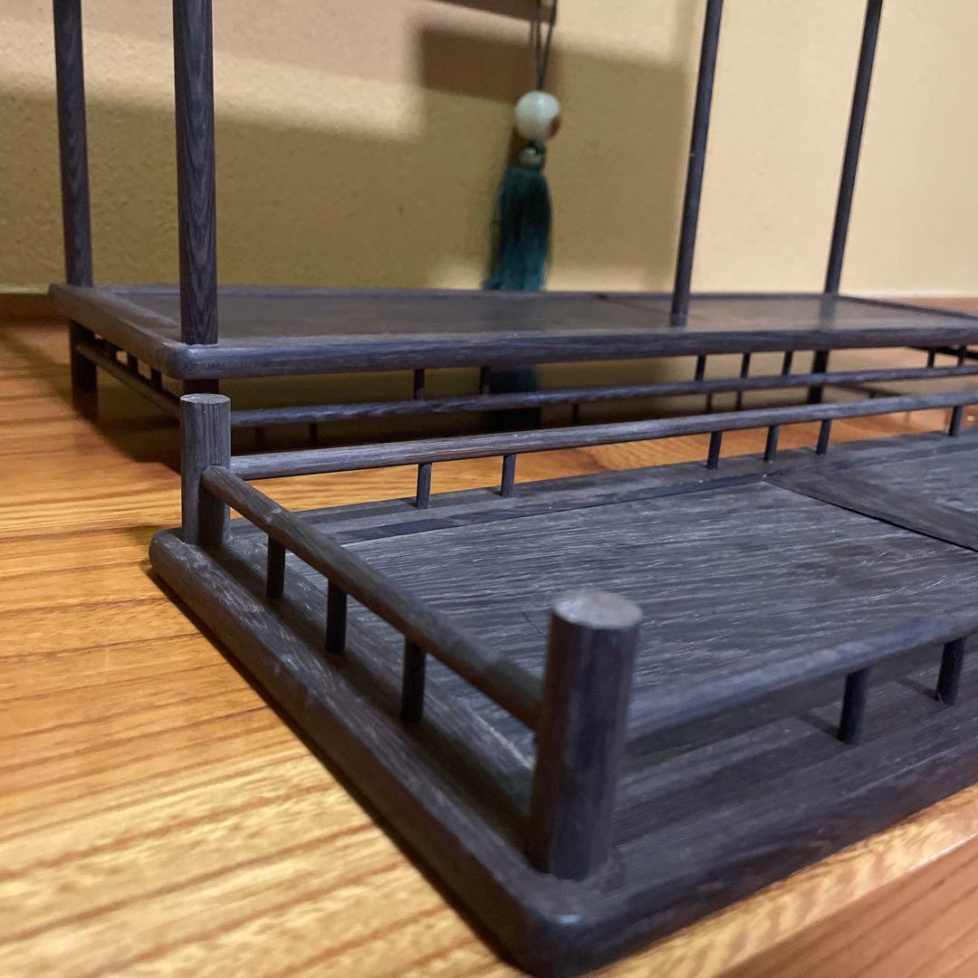 唐木 黒檀 小品盆栽飾り棚 箱卓 床の間置き台 ビンテージ品 昭和レトロ