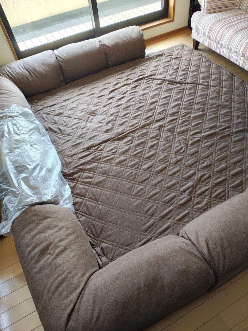 〈ベルメゾン〉ラグが洗えるコーナーローソファー 大 フルセット