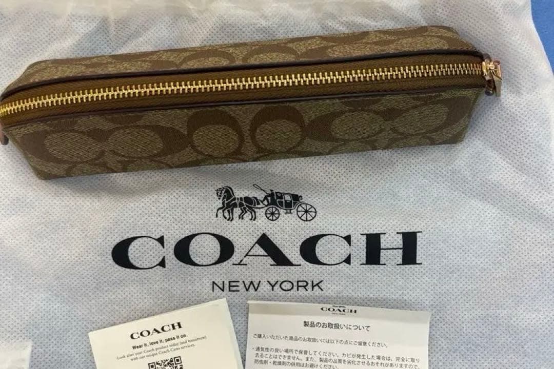 COACH ブラウン キャンバス 筆箱　ペンケース　美品