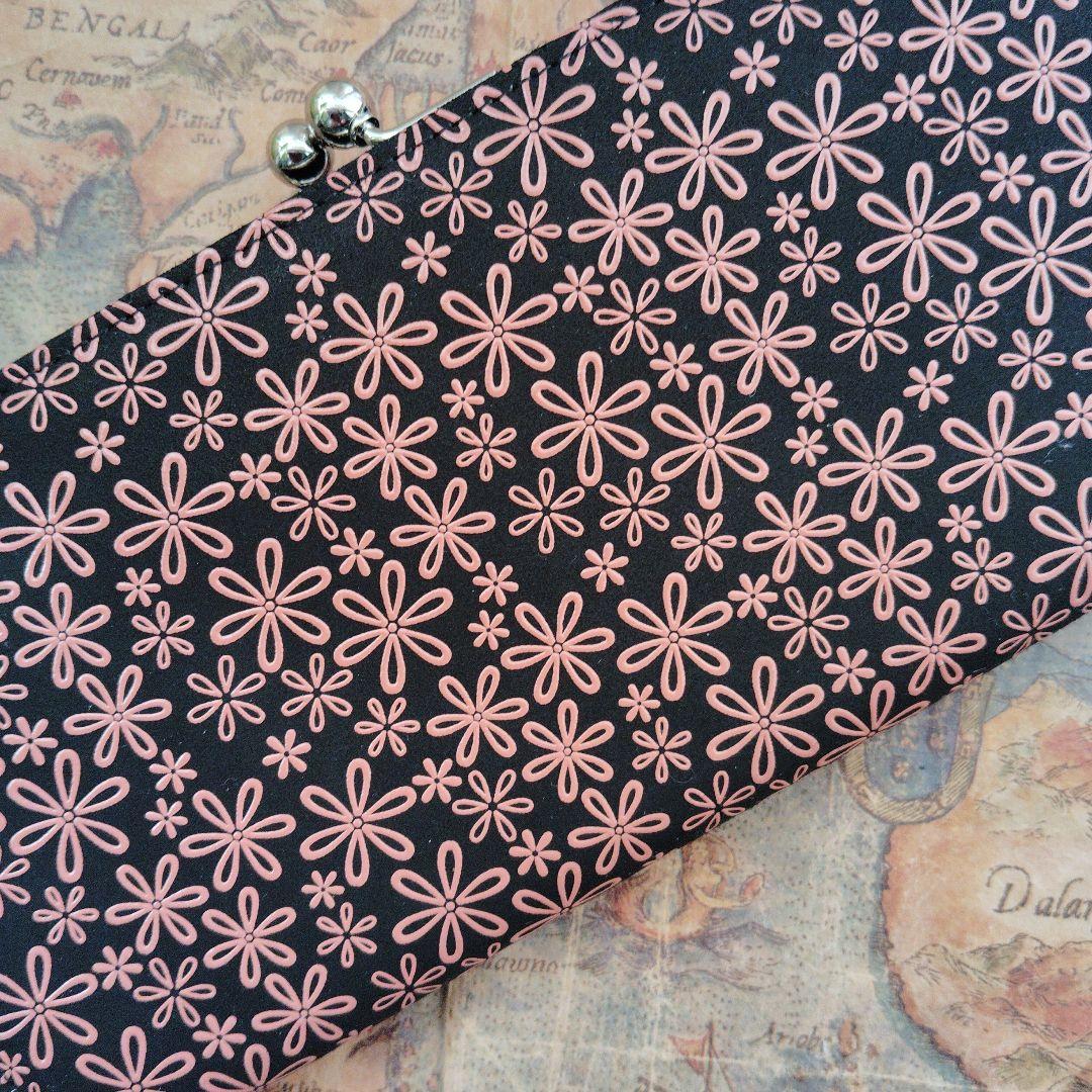 甲州印伝　印傳屋　長財布　雪割草柄　がま口タイプ