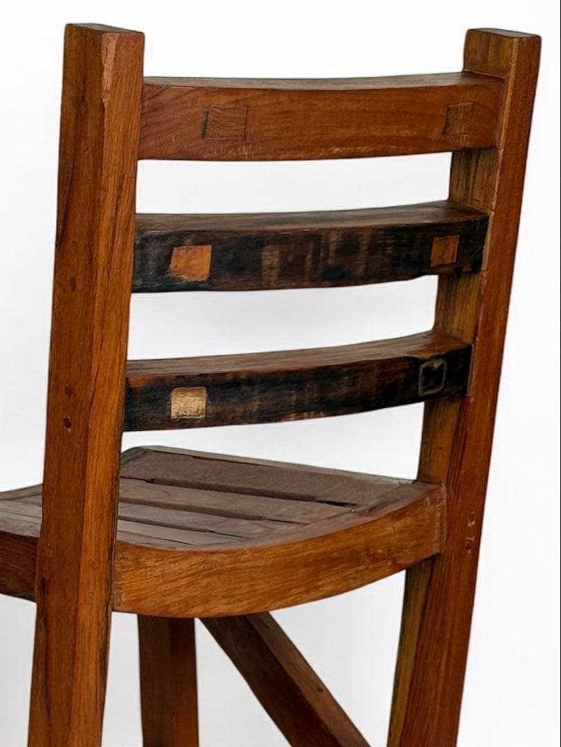 アンティークチェア　チーク　木製 椅子 重厚 天然木 無垢材 銘木 家具
