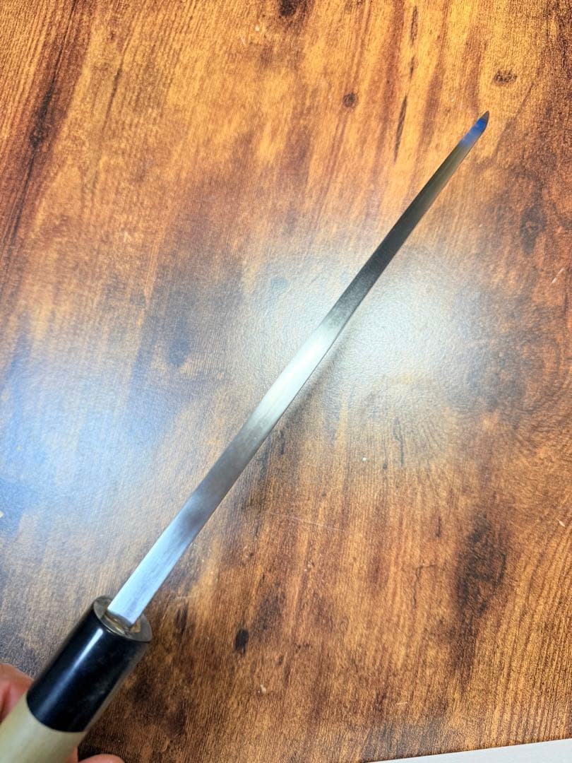 正本　出刃　包丁　本霞玉白鋼　6.5寸 水牛柄