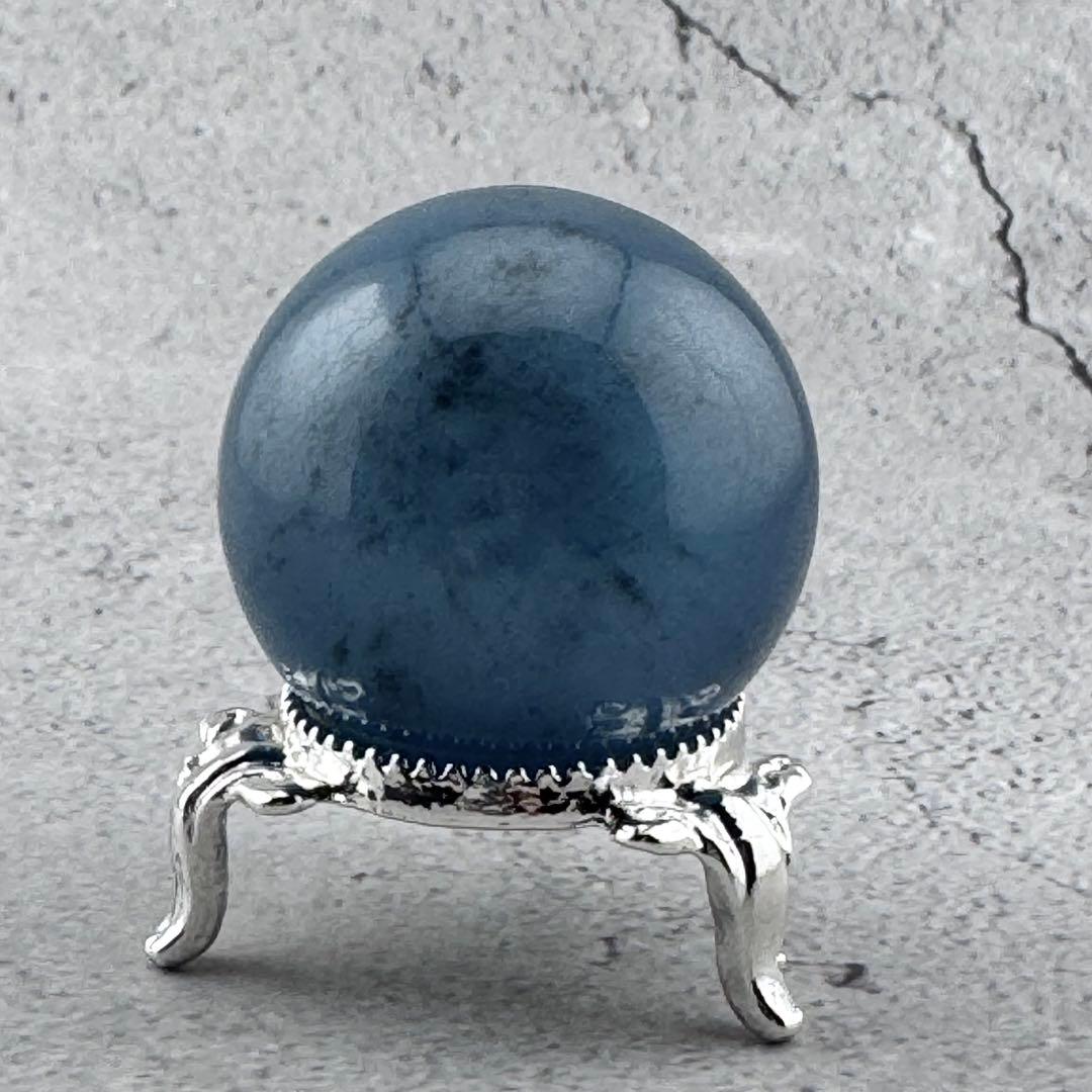 M-19ディープブルーアクアマリン丸玉　ダークブルースフィア　天然石　濃青色