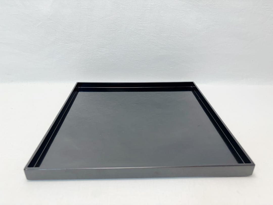 ほぼ未使用 懐石道具 輪島塗り 木製黒真塗 会席膳 四方膳 5客揃 銘々盆