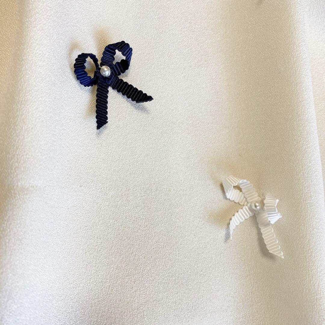 130size ホワイト×ネイビー 入学 卒園 発表会 フォーマル