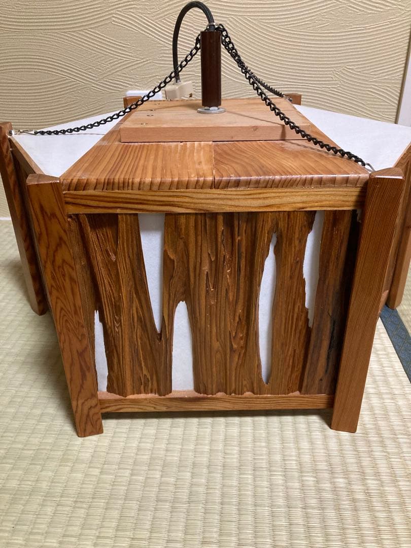 屋久杉　六角行燈　天井照明