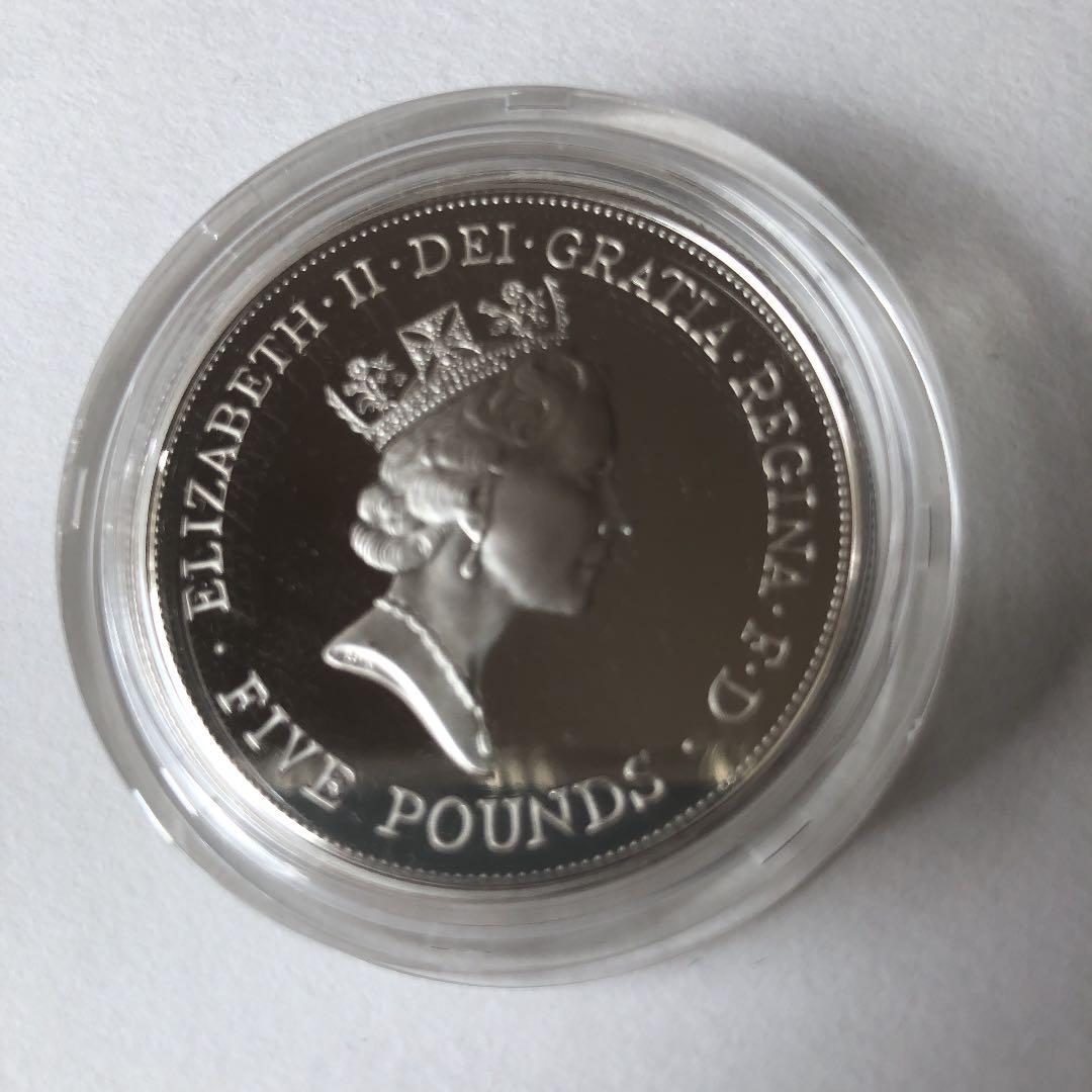 イギリス 1990年 エリザベス皇太后生誕90周年 プルーフ 5ポンド 銀貨