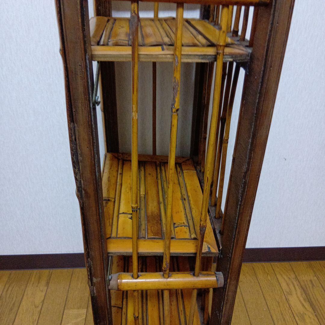 アジアン　3段バンブーラック 竹製 ディスプレイラック 飾り棚