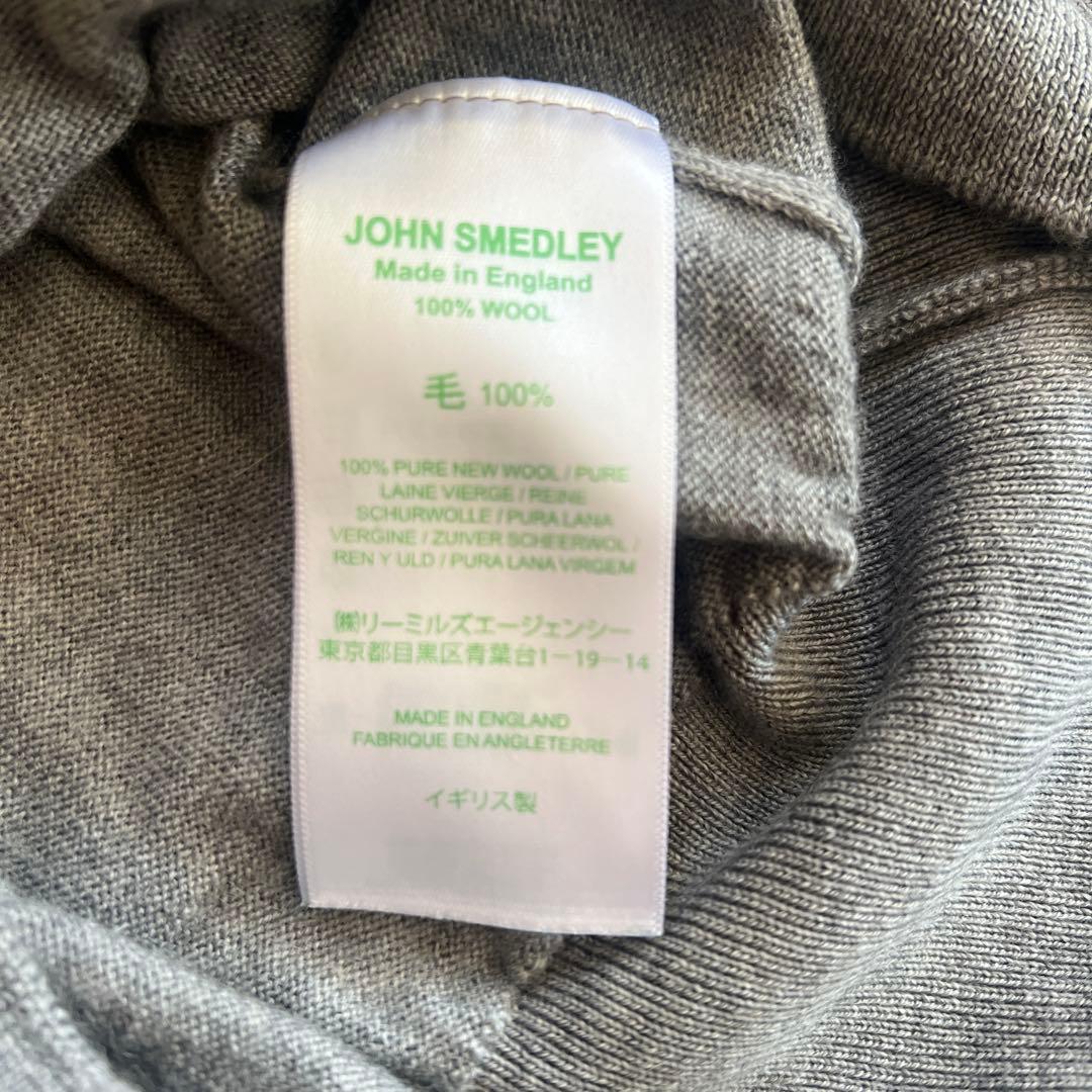 JOHN SMEDLEY グレー ニット ヘンリーネック プルオーバー