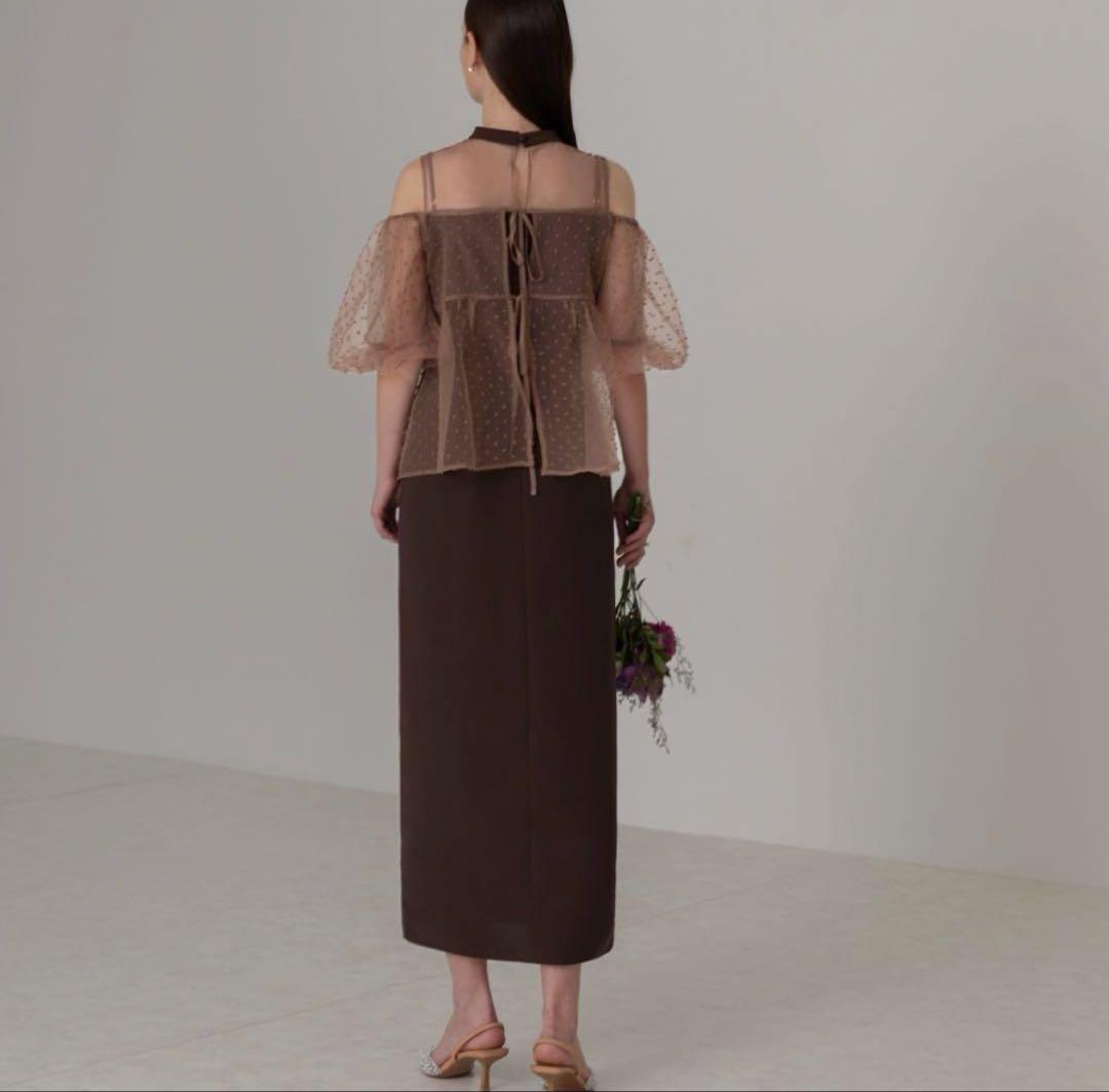 【LEJA】レースドットビスチェセットアップIラインワンピースドレス 結婚式