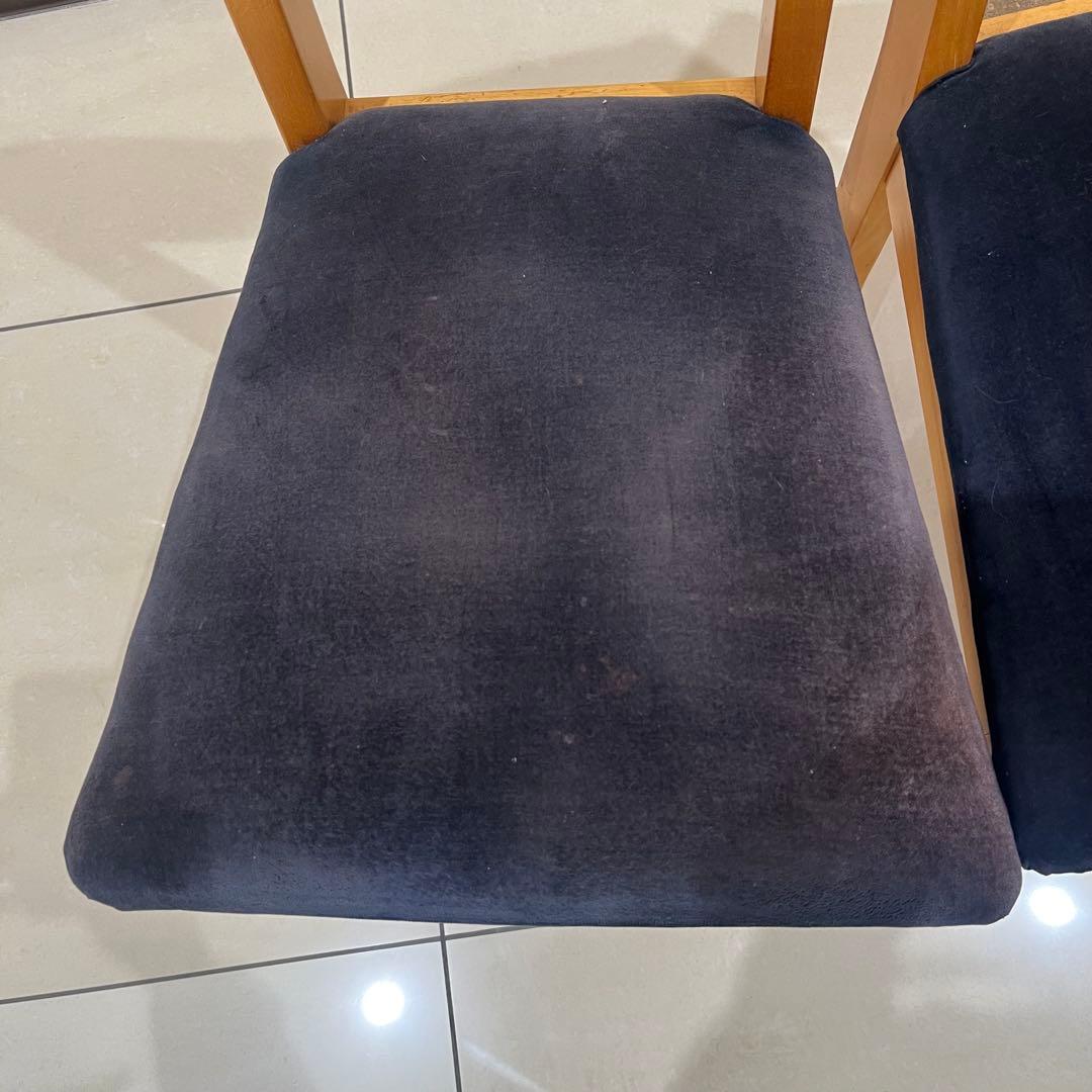 コスガ　kosuga ダークブルー　布張り　ダイニングチェア　2脚セット