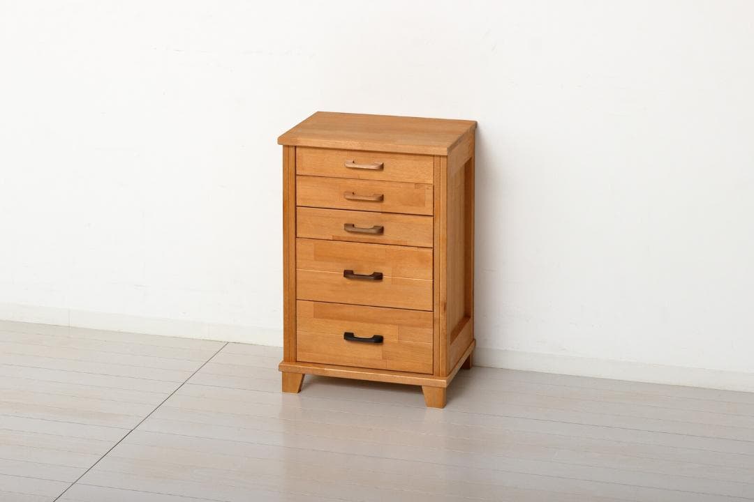 国産　天然木　5段　チェスト　収納棚　コンパクト　収納力