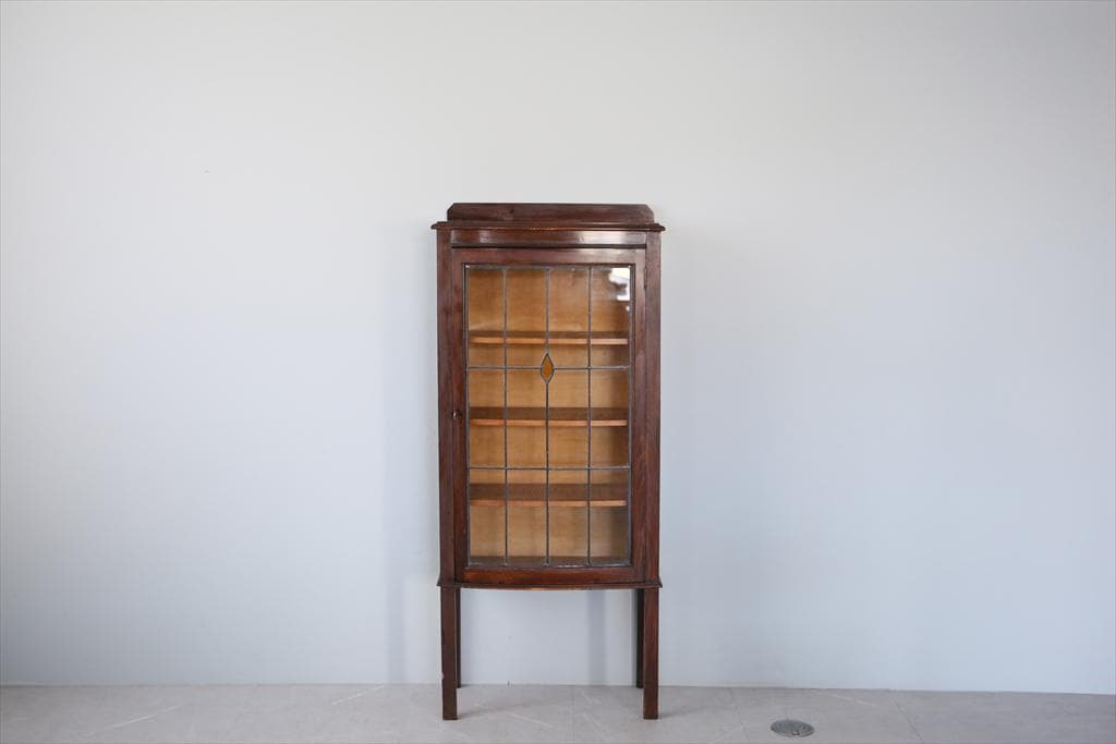 英国アンティークガラスキャビネット/食器棚/本棚/飾り棚/キュリオ(92-25)