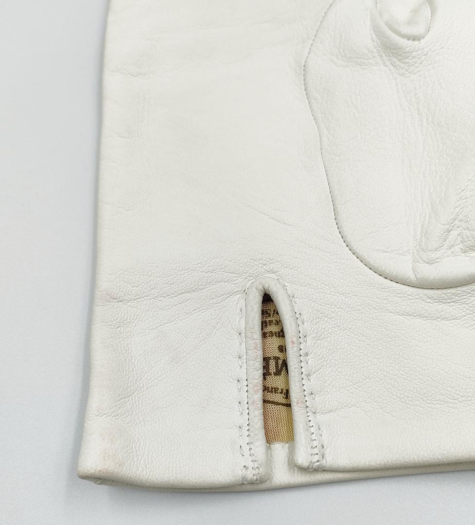 HERMES エルメス レザーグローブ 手袋 7 1/2 ホワイト 白