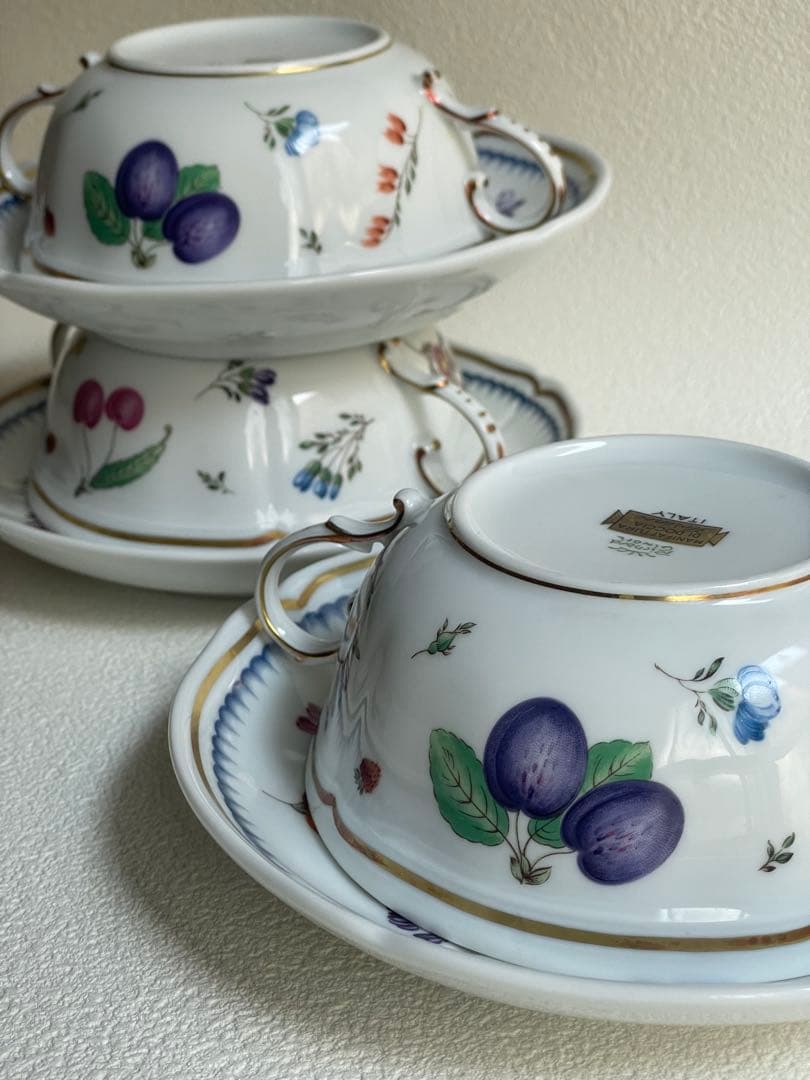 ⬇️リチャードジノリ ⭐︎ イタリアンフルーツ　スープカップ&ソーサー　3客