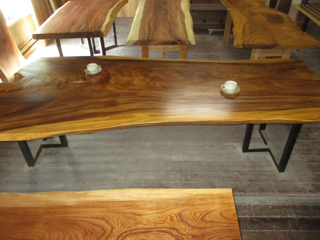 J-0024■　モンキーポッド　テーブル　ローテーブル　ダイニング　座卓　一枚板