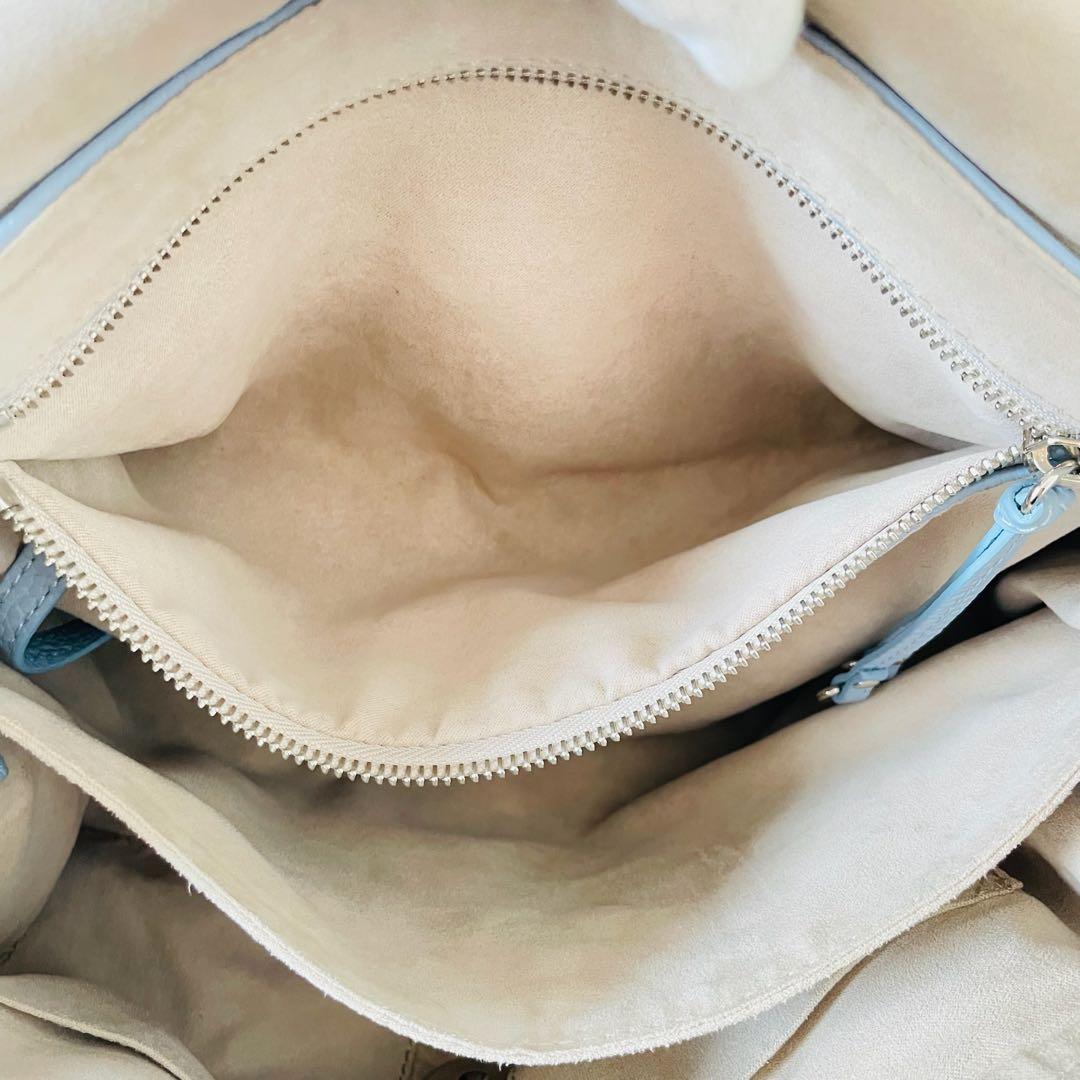 【美品】ザネラート ポスティーナ ショルダーバッグ ハンドバッグ 水色