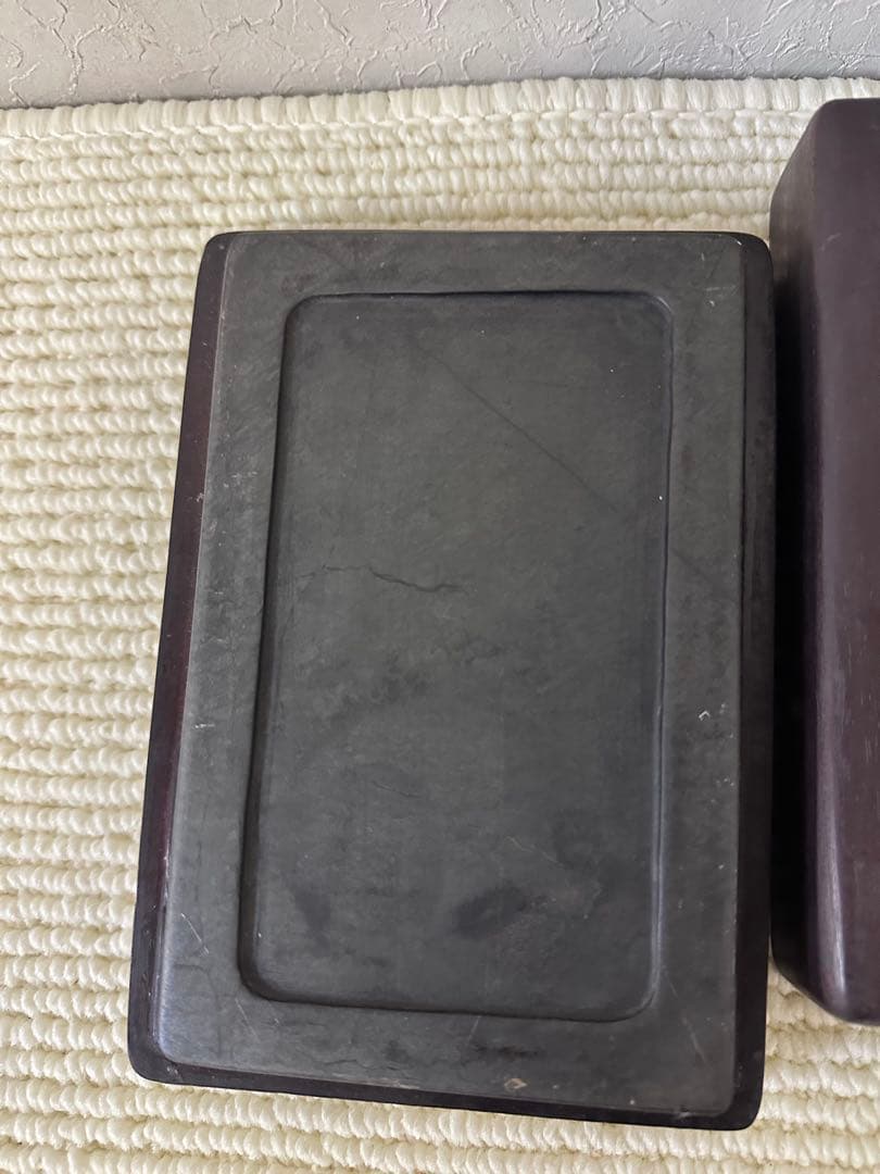 硯　中国硯　唐木ケース　金星　水波紋　書道　文房具　古美術　花瓶形