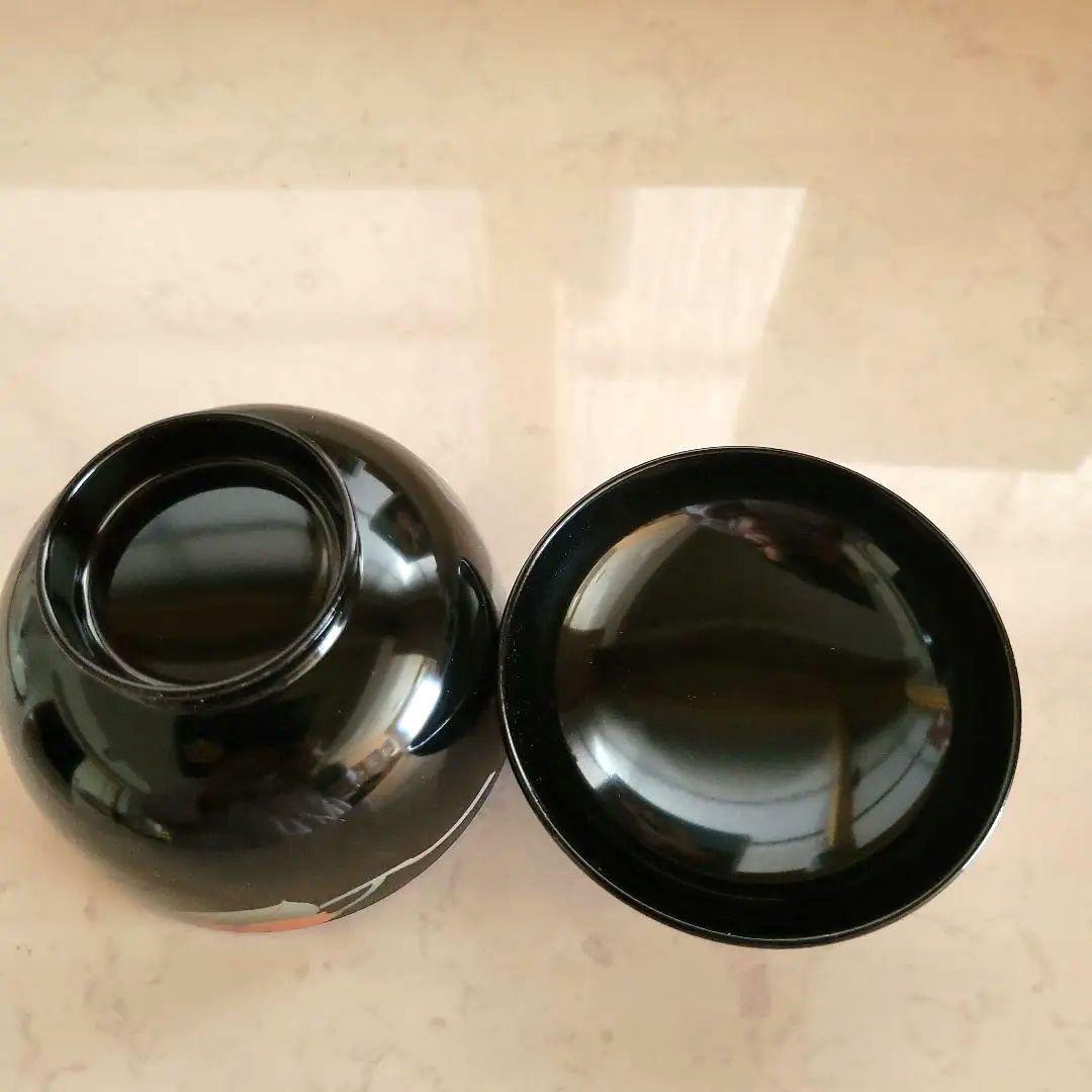 【希少】会津塗　照井久良人の山茶花時絵 汁椀 5客　伝統工芸品