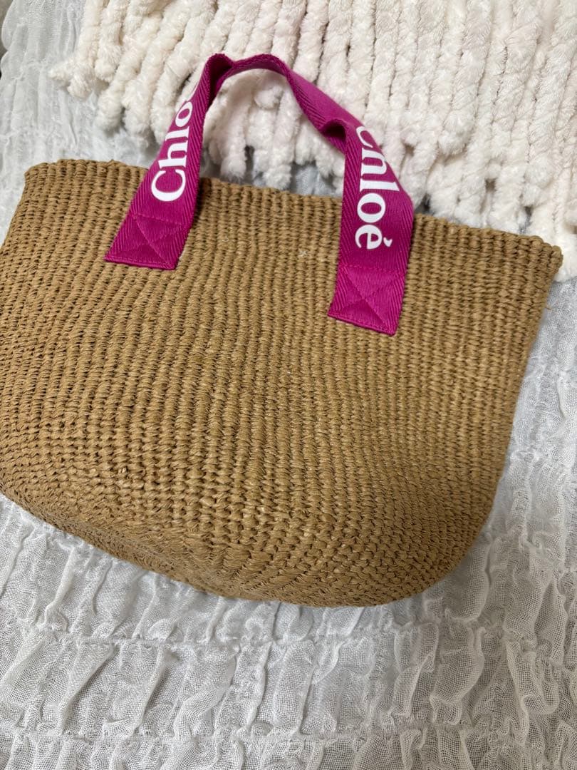 も*ふ様 Chloé ストロー かごバッグ ピンク