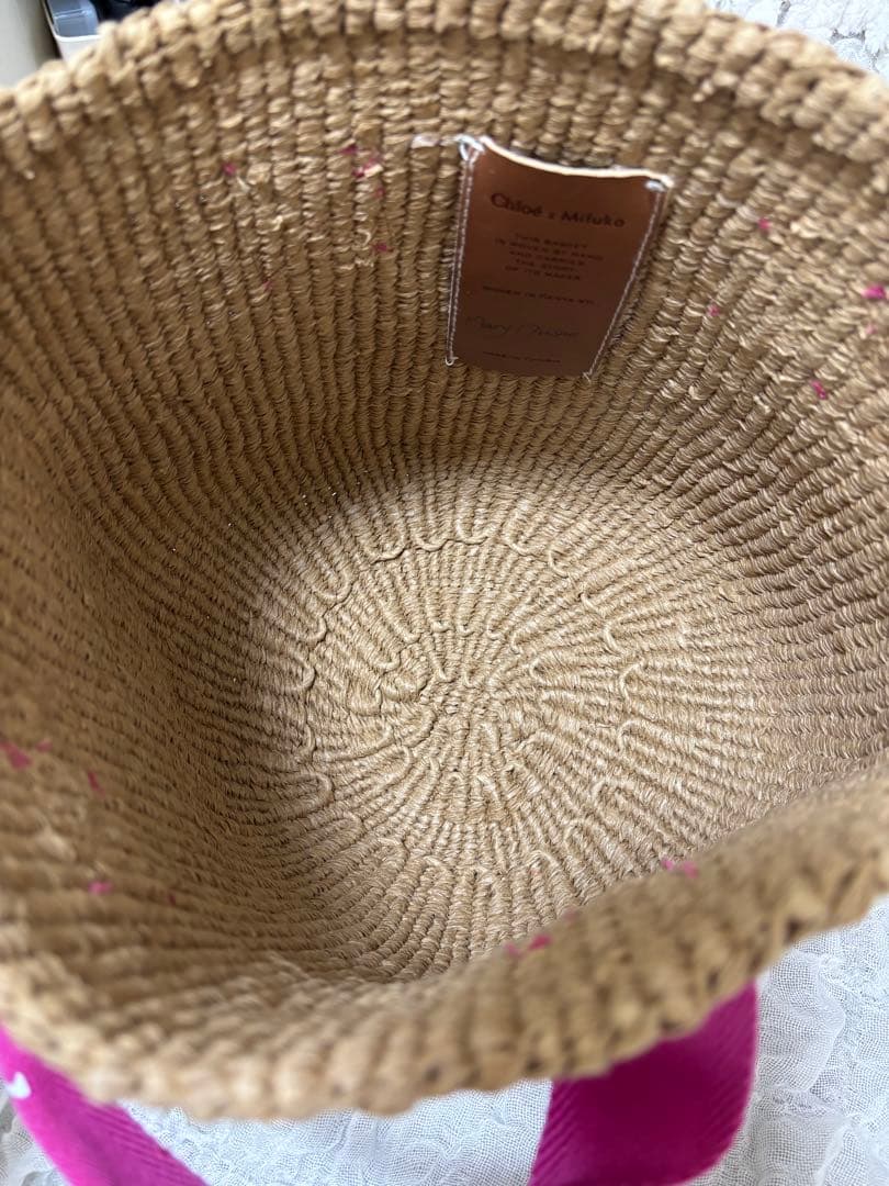 も*ふ様 Chloé ストロー かごバッグ ピンク