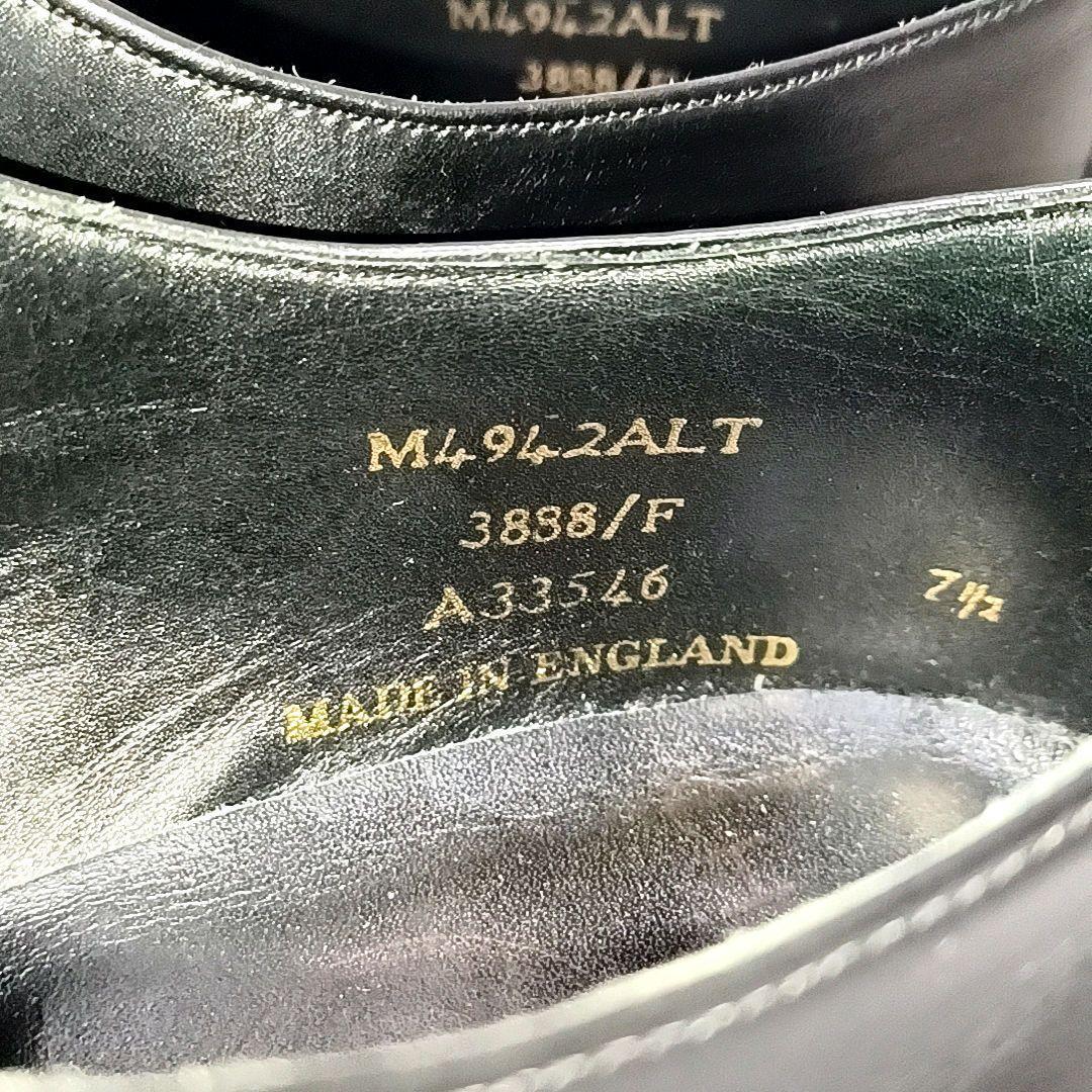 美品★CHEANEY　チーニー　ガラスレザー　外羽根　ストレートチップ　ブラック