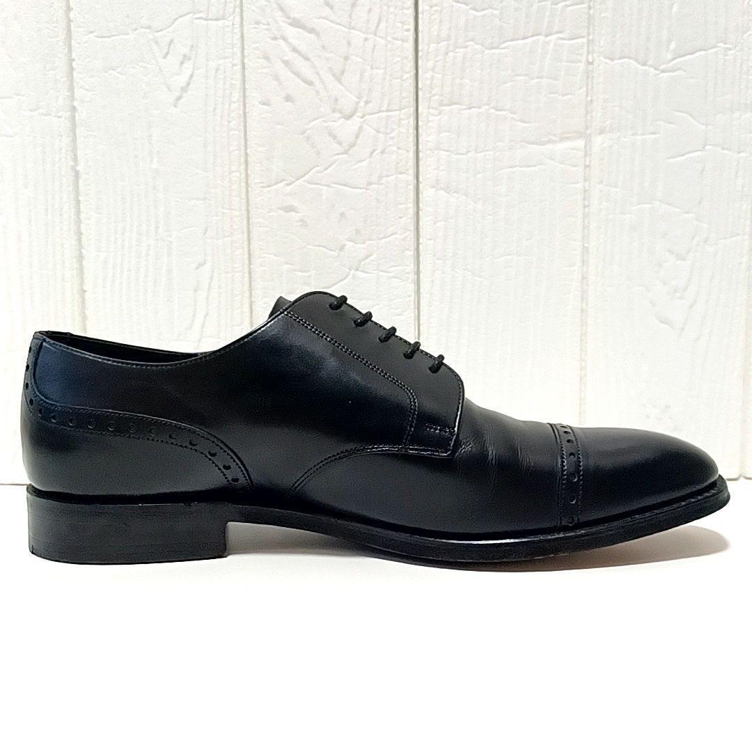 美品★CHEANEY　チーニー　ガラスレザー　外羽根　ストレートチップ　ブラック