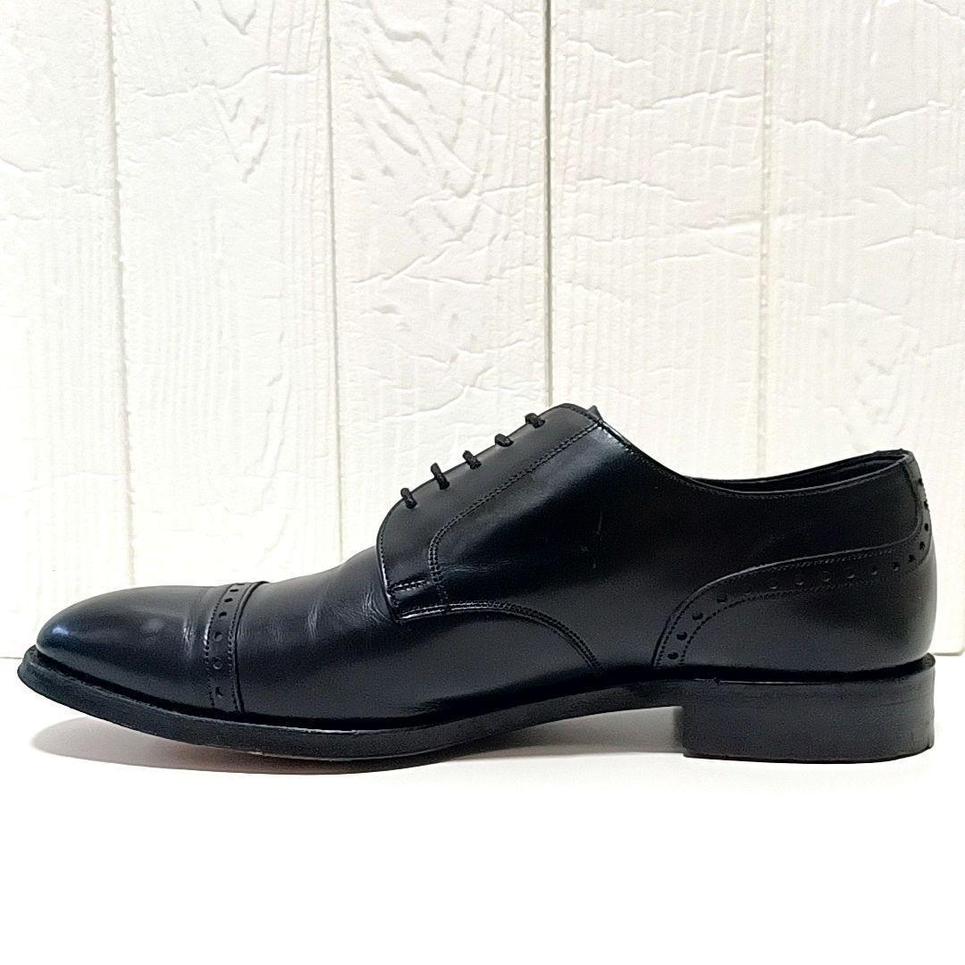 美品★CHEANEY　チーニー　ガラスレザー　外羽根　ストレートチップ　ブラック