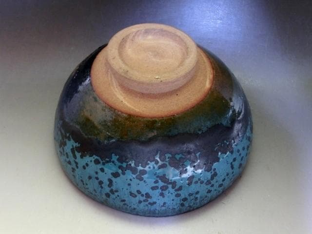 茶碗■結晶釉 渚 堅 青釉 お茶道具 古美術 時代物 骨董品■