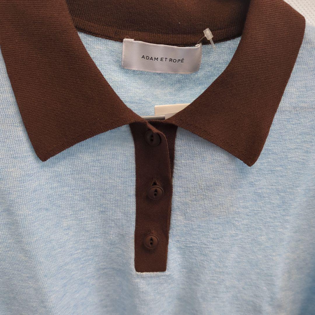 ADAM ET ROPÉ 半袖ポロシャツ サックス/ブラウン