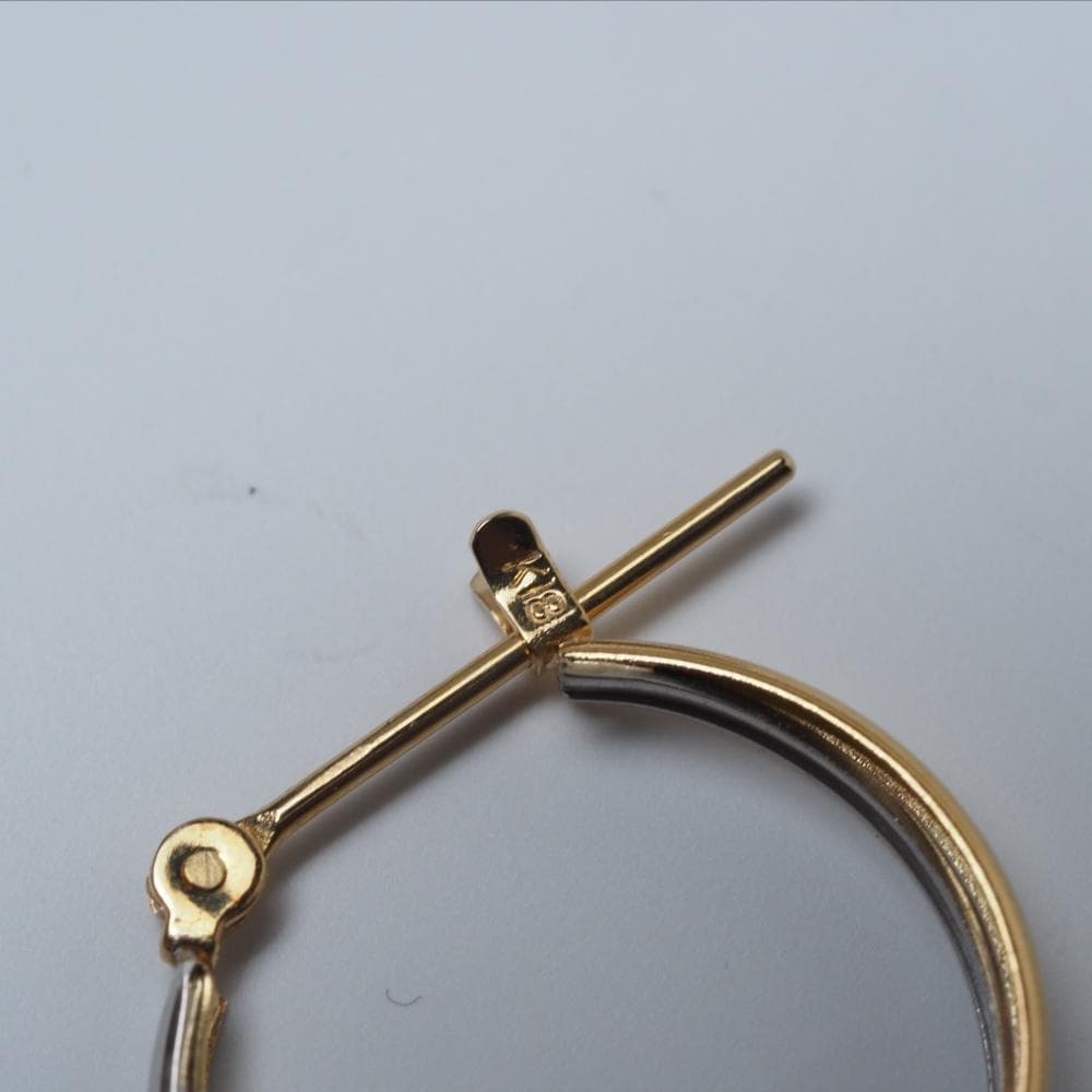 片耳 K18 フープ ピアス クロッシング 18金 ゴールド
