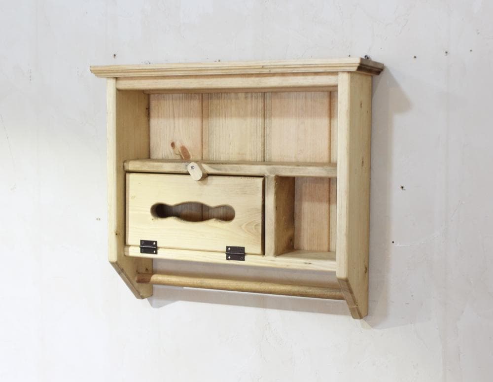 ハンドメイド　ティッシュシェルフ タオルホルダーつき