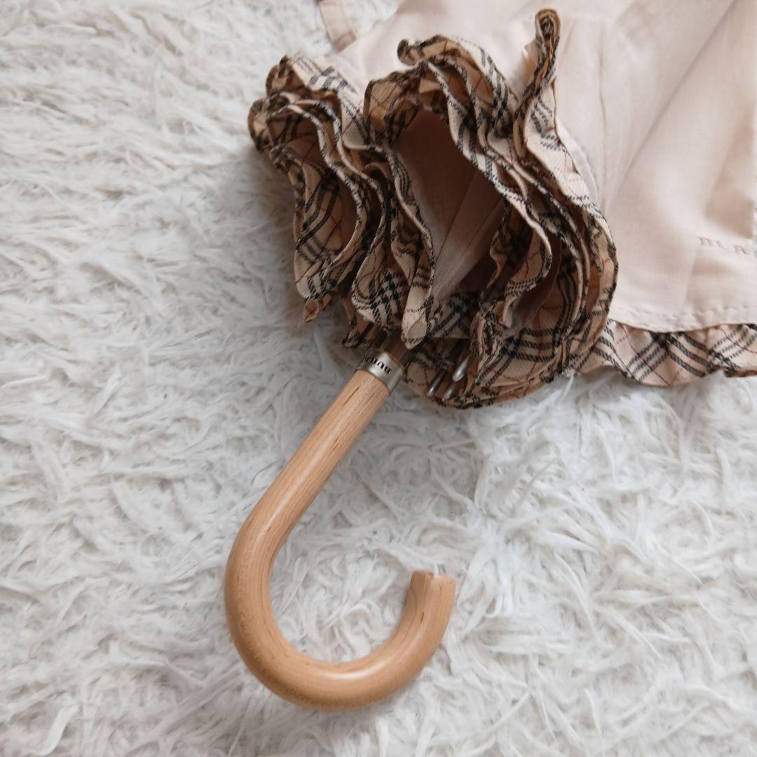 【BURBERRY】希少　オーロラ社製　フリル　ノバチェック　長傘　日傘