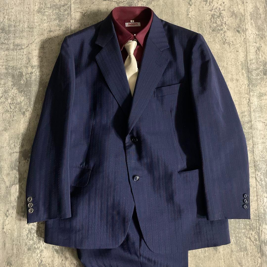 美品 高級 濃紺 セットアップスーツ × Christian Diorネクタイ