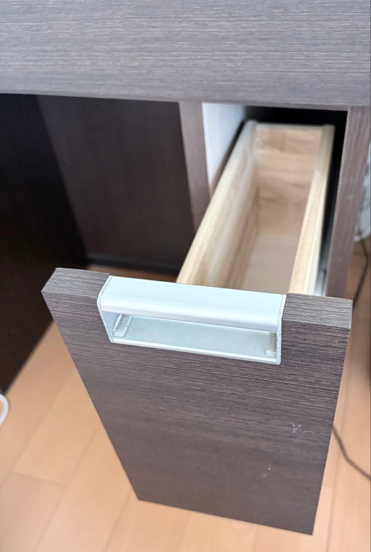 ダークブラウン ドレッサー・鏡台 引き出し付き 板文家具 ドレッサー