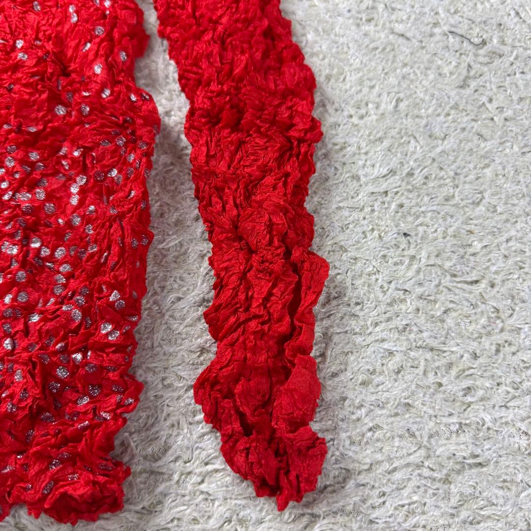 希少★ISSEY MIYAKE シワ加工 箔 カットソー 長袖 レッド