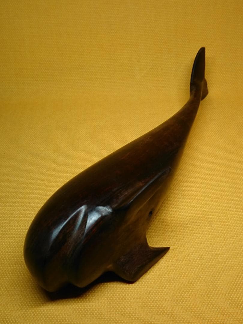 【美品】サカナ　クジラ　鯨　木彫　置物　インテリア　工芸品　美術品　A1232