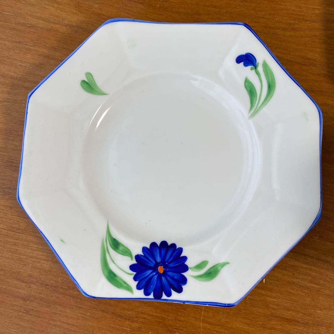 メルバ　ブルーフラワー　フラワーハンドル　カップ　ソーサー　プレート　トリオ