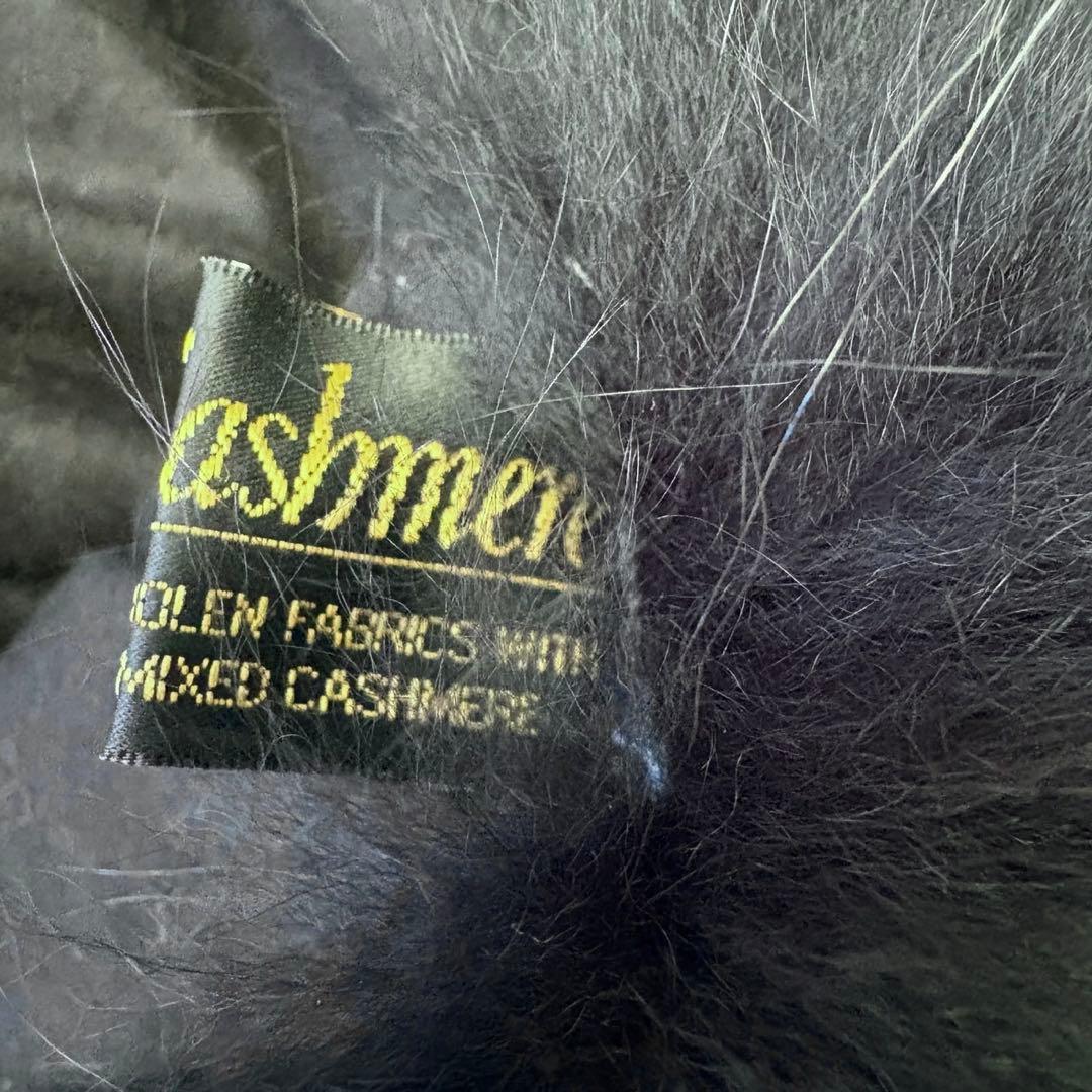 極美品 カシミヤ100% ポンチョ ファーフード付 ブラック