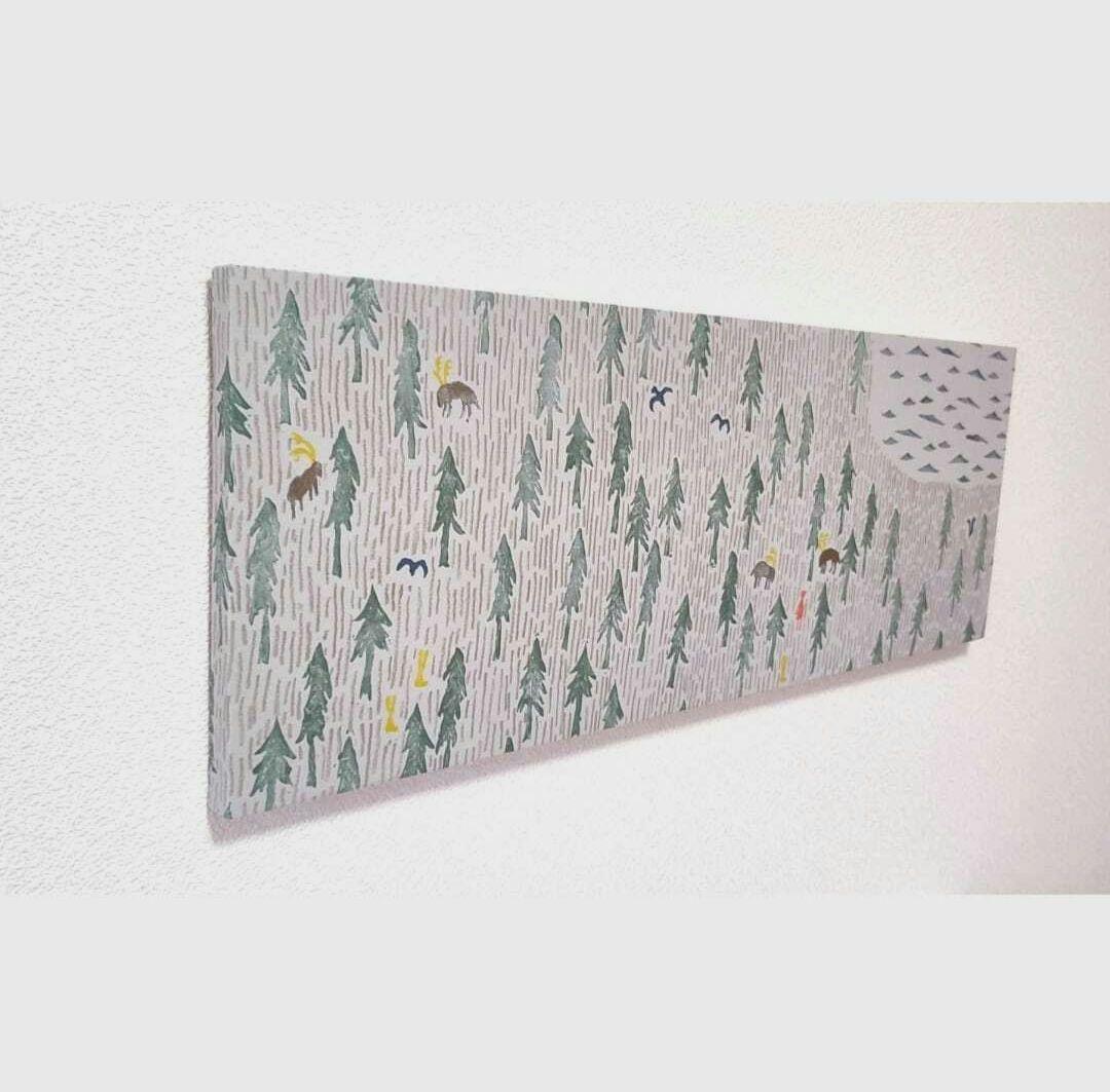 大型　ファブリックパネル　ミナペルホネン　ワンデイ　ライトグレー　北欧　壁掛け