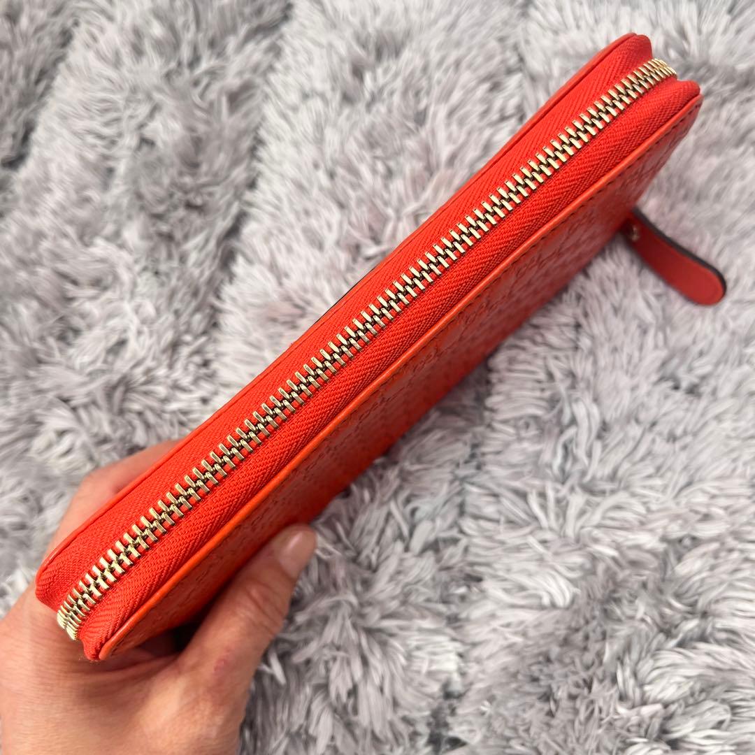 極美品✨GUCCI マイクロシマ　ラウンドファスナー　オレンジ　長財布